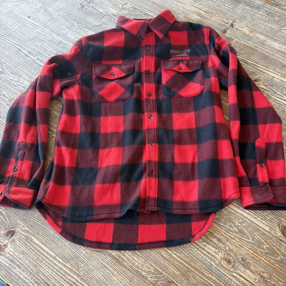 Northern Expedition Whistler Canada Fleece Shirt Large Red Flannel Style 7020
